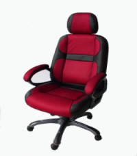 Черно-червен директорски стол еко кожа